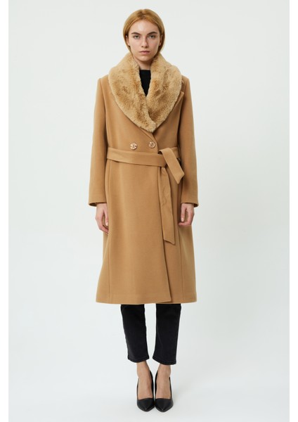 Veger Yakası Kürklü Premium Üretim Kaşe Kaban indirimleri