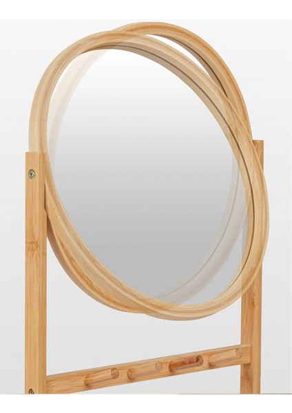 Bambu Aynalı 2 Çekmeceli Banyo Düzenleyici 2 Raflı Şifonyer Makyaj Organizeri DB-0035 indirimleri