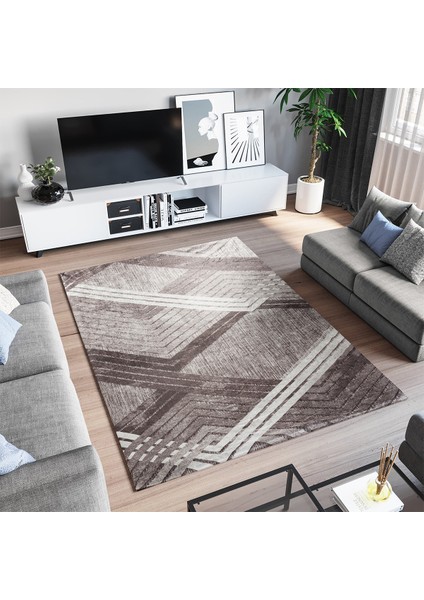 Kadife Dokulu, Lastikli, Sünger Apreli, Kaymaz Taban, Yıkanabilir Modern Desenlerde Halı Örtüsü - 9 M2