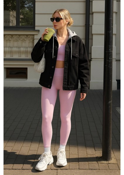 Kadın Bol Cep Oversize Kapşonlu Siyah Kot Ceket fiyatları