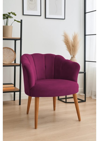 papatya Berjer Modern Tekli Koltuk - Babyface Kumaş - Ahşap Demonte Ayak - Bordo