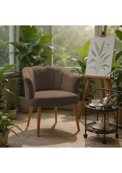 papatya Berjer Modern Tekli Koltuk - Babyface Kumaş - Ahşap Demonte Ayak - Kahverengi fiyatları