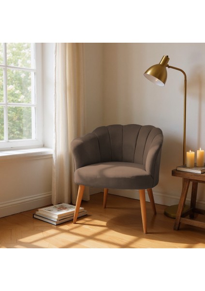 papatya Berjer Modern Tekli Koltuk - Babyface Kumaş - Ahşap Demonte Ayak - Kahverengi modelleri