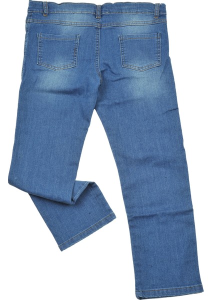 Erkek Çocuk Mavi Palmiye Nakışlı Kot Pantolon (5 - 14 Yaş )