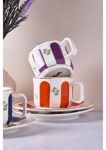 Acem Çiçek Desenli Porselen Türk Kahvesi Fincan Takımı 6 Kişilik 12 Parça fiyatları