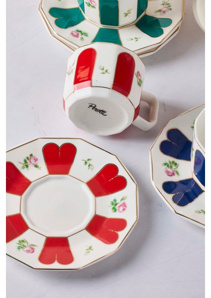 Acem Çiçek Desenli Porselen Türk Kahvesi Fincan Takımı 6 Kişilik 12 Parça fırsatları