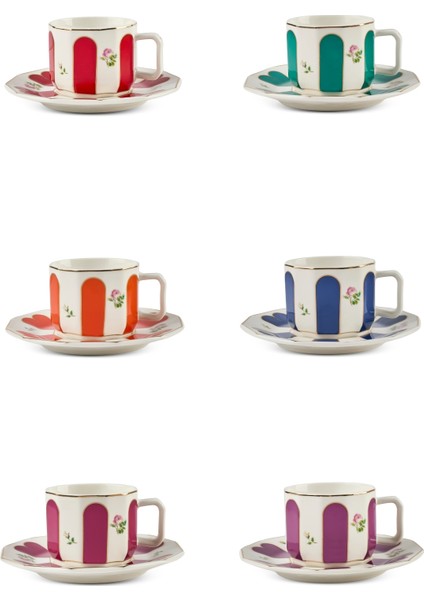 Acem Çiçek Desenli Porselen Türk Kahvesi Fincan Takımı 6 Kişilik 12 Parça indirimleri