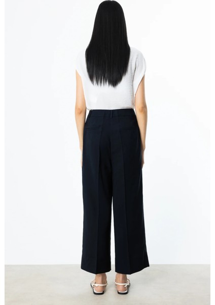 Kadın Tek Pile Bol Paça Pantolon 2106 Siyah fırsatları