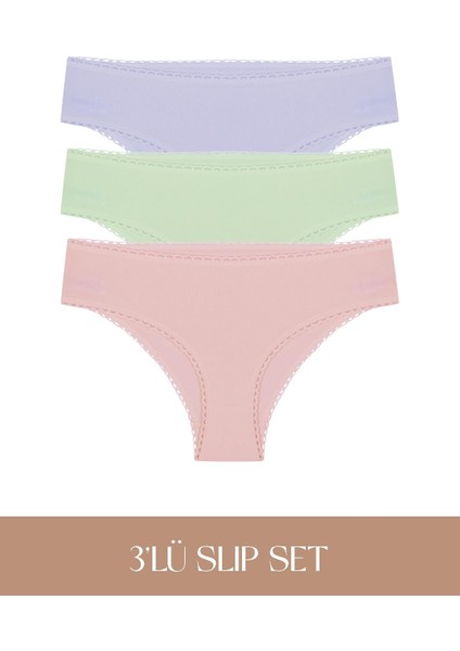 Cotvie 3 Renk Lmg Pamuklu Slip 3'lü Set külot