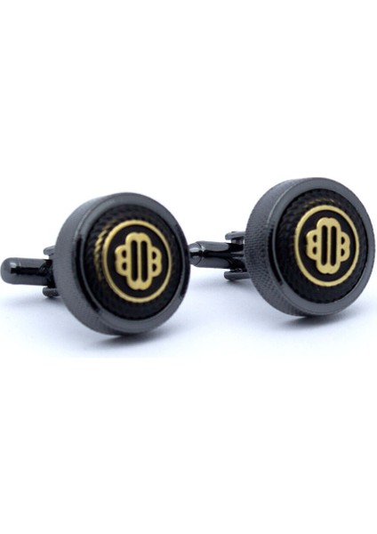 Yuvarlak Siyah Üzeri Gold Kol Düğmesi fiyatları