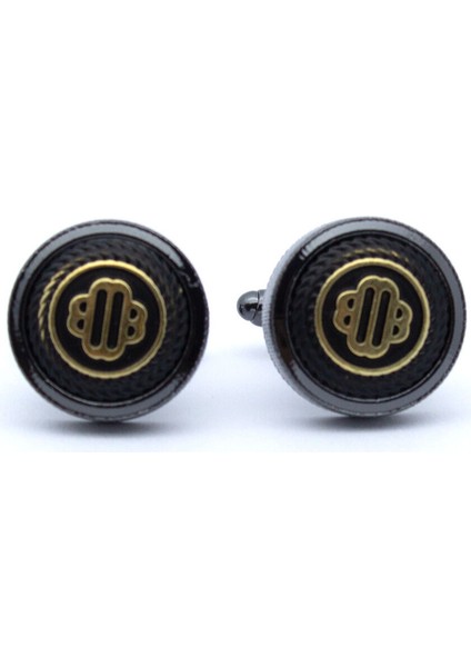 Yuvarlak Siyah Üzeri Gold Kol Düğmesi modelleri