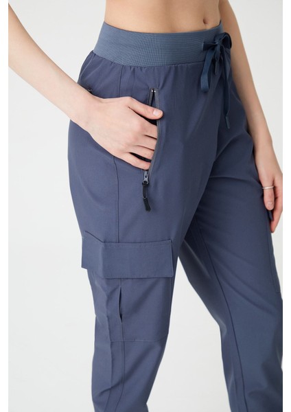 Kadın Antrasit Kargo Cepli Beli ve Paçası Lastikli Jogger Pantolon Cargo modelleri