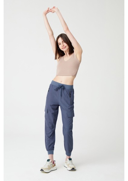 Kadın Antrasit Kargo Cepli Beli ve Paçası Lastikli Jogger Pantolon Cargo indirimleri