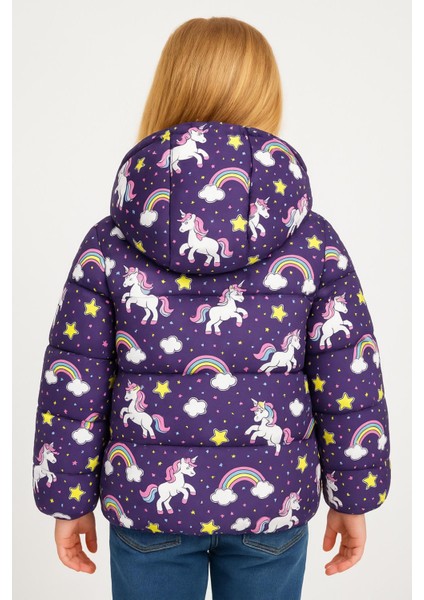 Kız Çocuk Polarlı Kapüşonlu Unıcorn Desenli Kışlık Şişme Mont & Kaban & Parka fiyatları