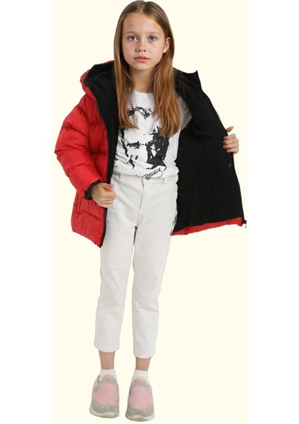 Kız Çocuk Polarlı Kürklü Kapüşonlu Su Geçirmez Rüzgara Dayanıklı Şişme Kışlık Mont modelleri