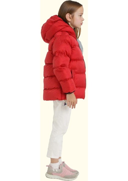 Kız Çocuk Polarlı Kürklü Kapüşonlu Su Geçirmez Rüzgara Dayanıklı Şişme Kışlık Mont fırsatları