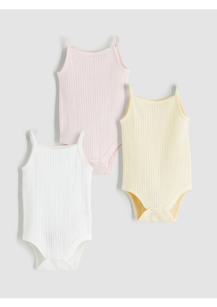 Lcw Baby Pembe Bisiklet Yaka Kız Bebek Çıtçıtlı Body 3'lü