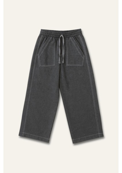 Erkek Çocuk Ince Kaşe Cep Detalı Lastikli Pantalon - Antrasit