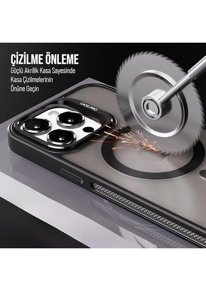 iPhone Için Kılıf Kamera Korumalı Magsafe Wireless Şarj Özellikli Mat Şeffaf Renkli Standlı Kılıf (Lens Hediyeli) (Siyah, iPhone 13) modelleri