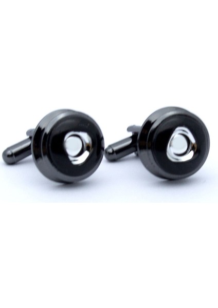 Yuvarlak Siyah Desenli Kol Düğmesi