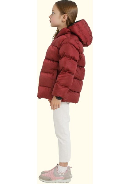 Kız Çocuk Polarlı Kürklü Kapüşonlu Su Geçirmez Rüzgara Dayanıklı Şişme Kışlık Mont fırsatları