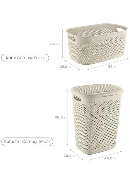 Katre Kirli Çamaşır Sepeti ve Çamaşır Selesi Set Latte TRN-170-171-02 fiyatları