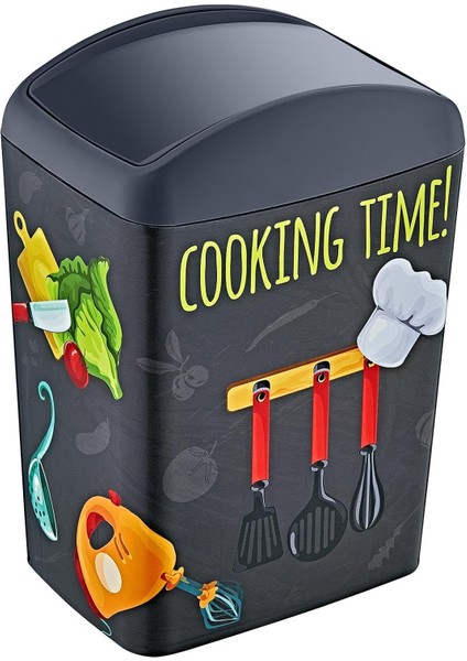 Soft Resimli Çöp Kutusu Döner Kapak 5 Lt Cook