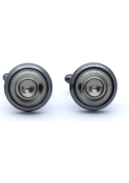 Yuvarlak Siyah Gri Fonlu Kol Düğmesi fiyatları
