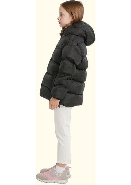 Kız Çocuk Polarlı Kürklü Kapüşonlu Su Geçirmez Rüzgara Dayanıklı Şişme Kışlık Mont modelleri