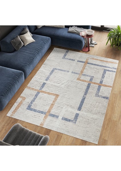 Kadife Dokulu, Lastikli, Sünger Apreli, Kaymaz Taban, Yıkanabilir Modern Desenlerde Halı Örtüsü - 9 M2