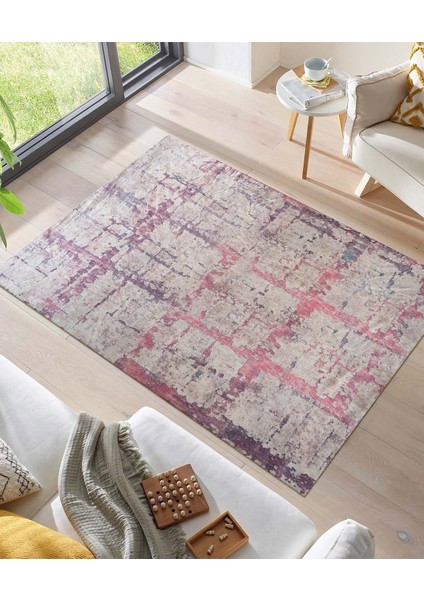 Kadife Dokulu, Lastikli, Sünger Apreli, Kaymaz Taban, Yıkanabilir Modern Desenlerde Halı Örtüsü - 9 M2