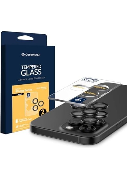 Caseology iPhone 16 Pro Max / 16 Pro / 15 Pro Max / 15 Pro / 14 Pro Max / 14 Pro Kamera Lens Camı Koruyucu Black (2 Adet) - AGL07918 fiyatları