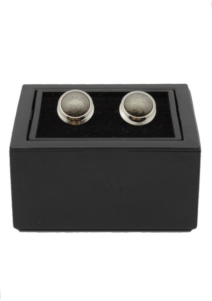 Yuvarlak Gümüş Renk Üzeri Gri Desen Kol Düğmesi fiyatları