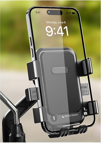 GA76 Motor Motosiklet Telefon Tutucu Tek El Kullanım Ayna Montaj