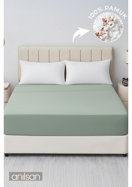 Düz Mint Yeşili Lastikli Ranforce Çarşaf %100 Pamuk Tek/Çift Kişilik Ev, Otel Çarşafı