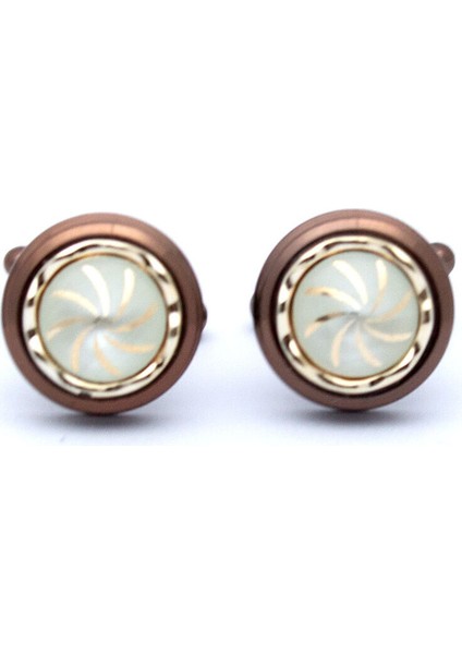 Yuvarlak Kahverengi Üzeri Gold Kol Düğmesi modelleri
