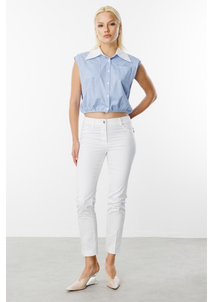 Kadın Köprülü Dar Paça Pantolon 2022 Ekru fiyatları