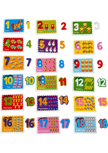 Dijital Baskılı Sayılar Eşleştirme Kartları 1–18 | Okul Öncesi Eğitici Set