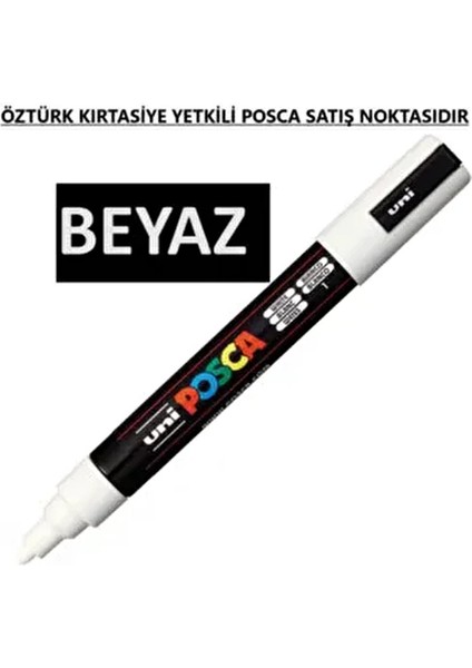 Beyaz Marker Kalem Pc-5m 1.8-2.5 Mm 1 Adet Renkli Tasarımlar İçin Uygun