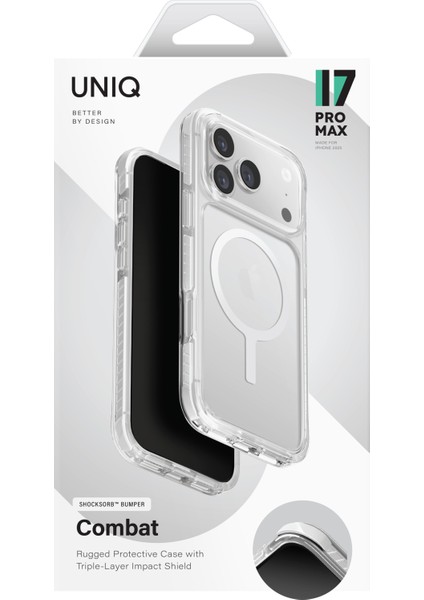 Iphone 17 Pro Max Kılıf Combat Serisi Üç Katmanlı Shocksorb Magsafe Özellik Magclick Koruyucu Kapak