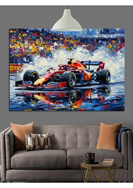 Yağmurlu Yarış Arabası Dekoratif Kanvas - Mdf Ahşap Tablo modelleri