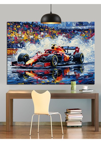 Yağmurlu Yarış Arabası Dekoratif Kanvas - Mdf Ahşap Tablo fırsatları