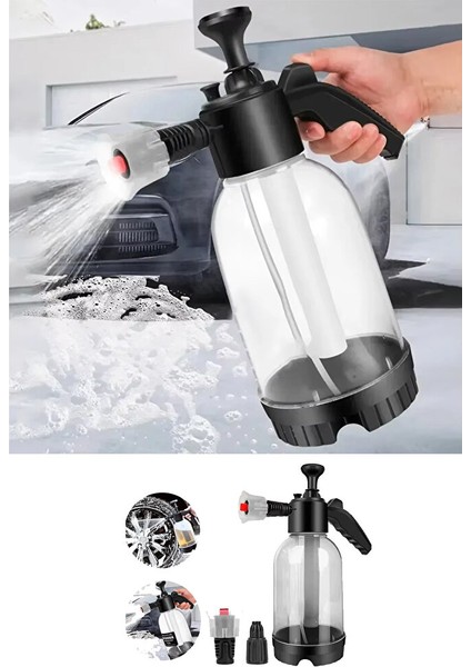Yeni Basınçlı Çok Fonksiyonlu Manuel El Pompası, Köpük Püskürtme, Sıvı Püskürtme 2 Lt Şeffaf