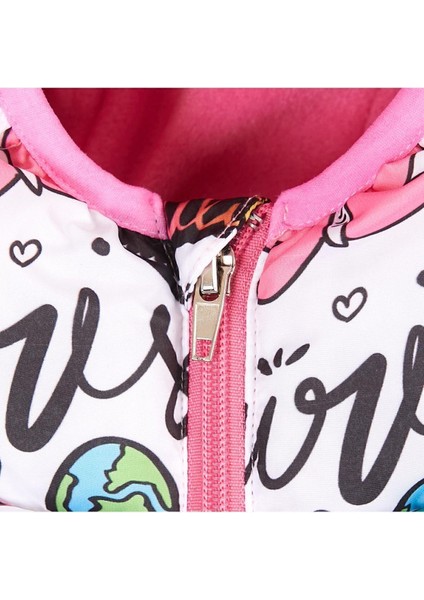 Kız Çocuk Polarlı Kürklü Kapüşonlu Girls Yazılı Kelebek Desenli Kışlık Şişme Mont Kaban Parka fırsatları