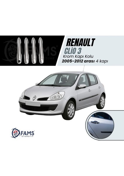 Renault Clio 3 Hb Krom Kapı Kolu 4 Kapı 2005-2012 Paslanmaz Çelik