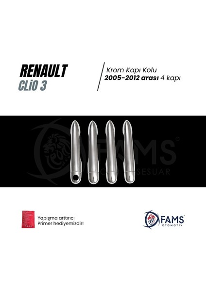 Renault Clio 3 Hb Krom Kapı Kolu 4 Kapı 2005-2012 Paslanmaz Çelik fiyatları