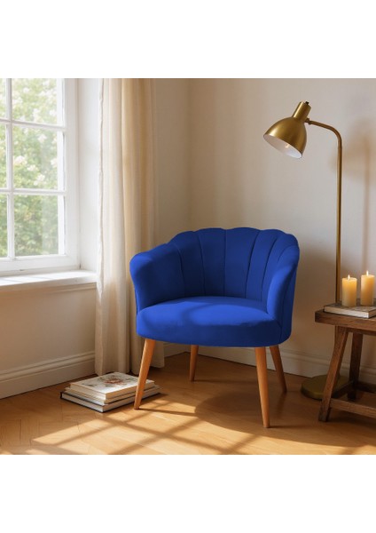 papatya Berjer Modern Tekli Koltuk - Babyface Kumaş - Ahşap Demonte Ayak - Mavi fiyatları