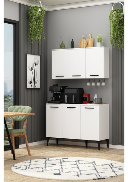 Iva+Üst Modül Airfry Dolabı Fırınlı Erzak Dolabı Çok Amaçlı Dolap Askılı Kahve Köşesi