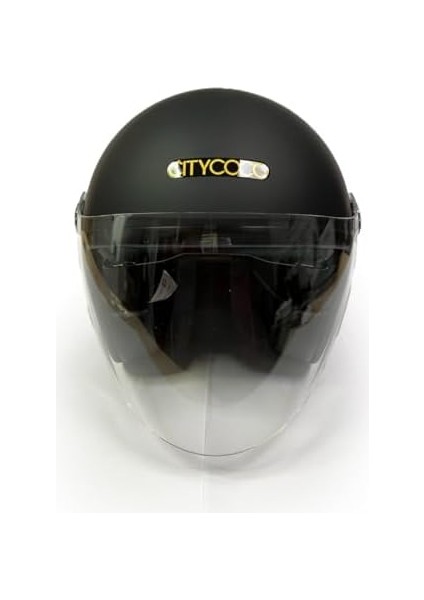 Motosiklet Yarım Kask , Mat Siyah, Çift Vizörlü, Vintage Stil, Terletme Yapmaz Pedler modelleri