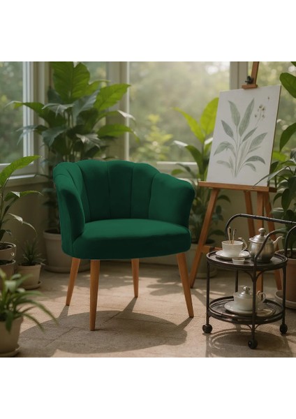 papatya Berjer Modern Tekli Koltuk - Babyface Kumaş - Ahşap Demonte Ayak - Yeşil fiyatları